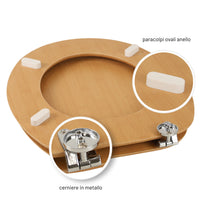 Sedile copriwater tavoletta universale linea bamboo mdf legno cerniere metallo *** tinta acero chiaro, confezione 1