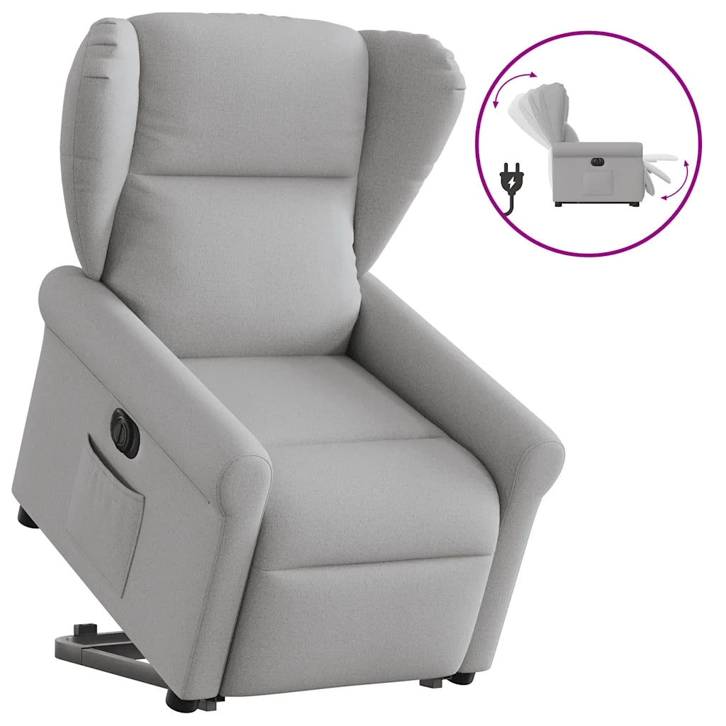 Poltrona Alzapersona Reclinabile Elettrica Grigi Nuvola Tessuto 3303403