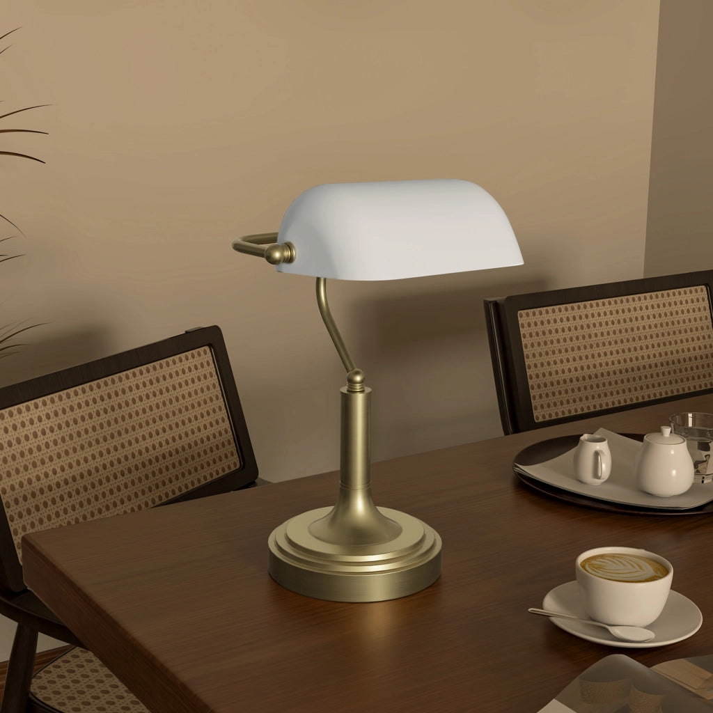 Lampada da Scrivania con Interruttore a Levetta e Paralume Regolabile ¨C Zephmum ¨C Bianco