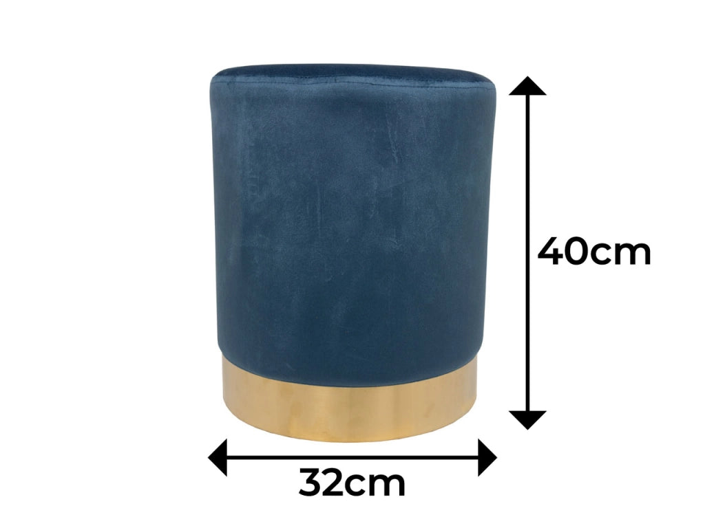 Pouf Salotto/Camera Rotondo Imbottito Modello Cilindro Velvet In Tinta Unita - Pouf - Blu