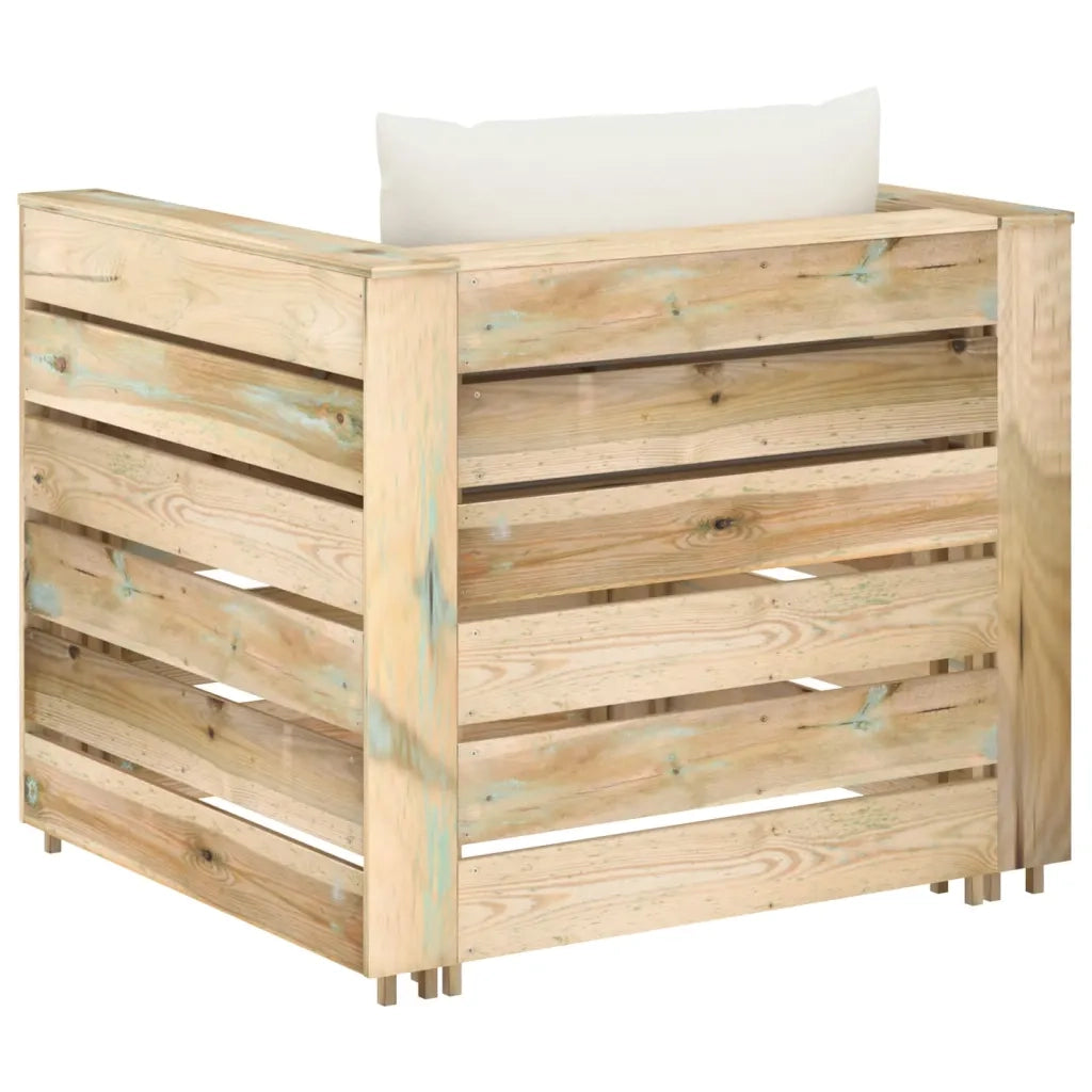 Set Salotto da Giardino 2pz | Set di Mobili da Esterno con Cuscini Legno Impregnato Verde