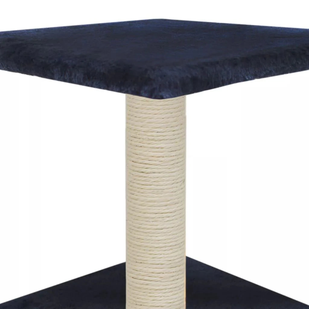 Tiragraffi albero per gatti cuccia per gatti peluche in sisal 55 cm blu scuro 3702122