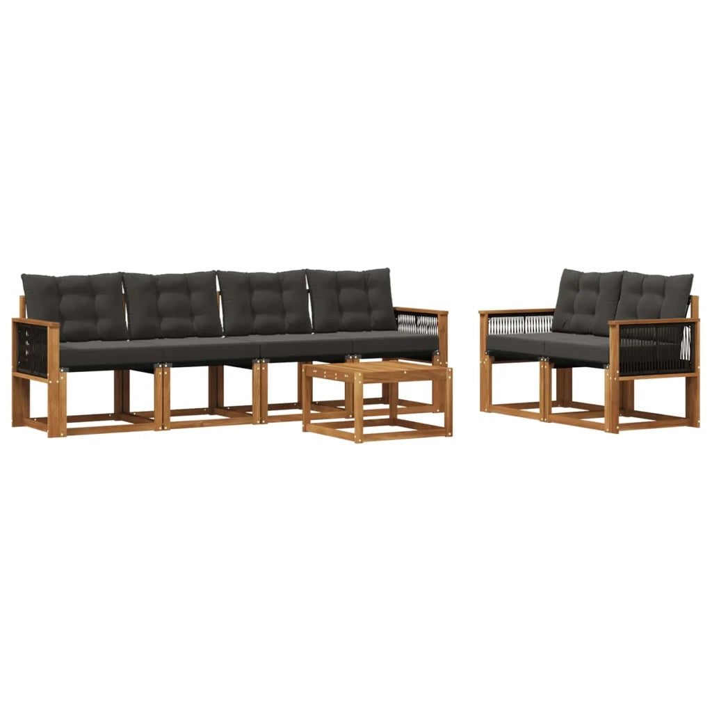 Set di divani da esterno 7 pz Naturale e Nero 3381792