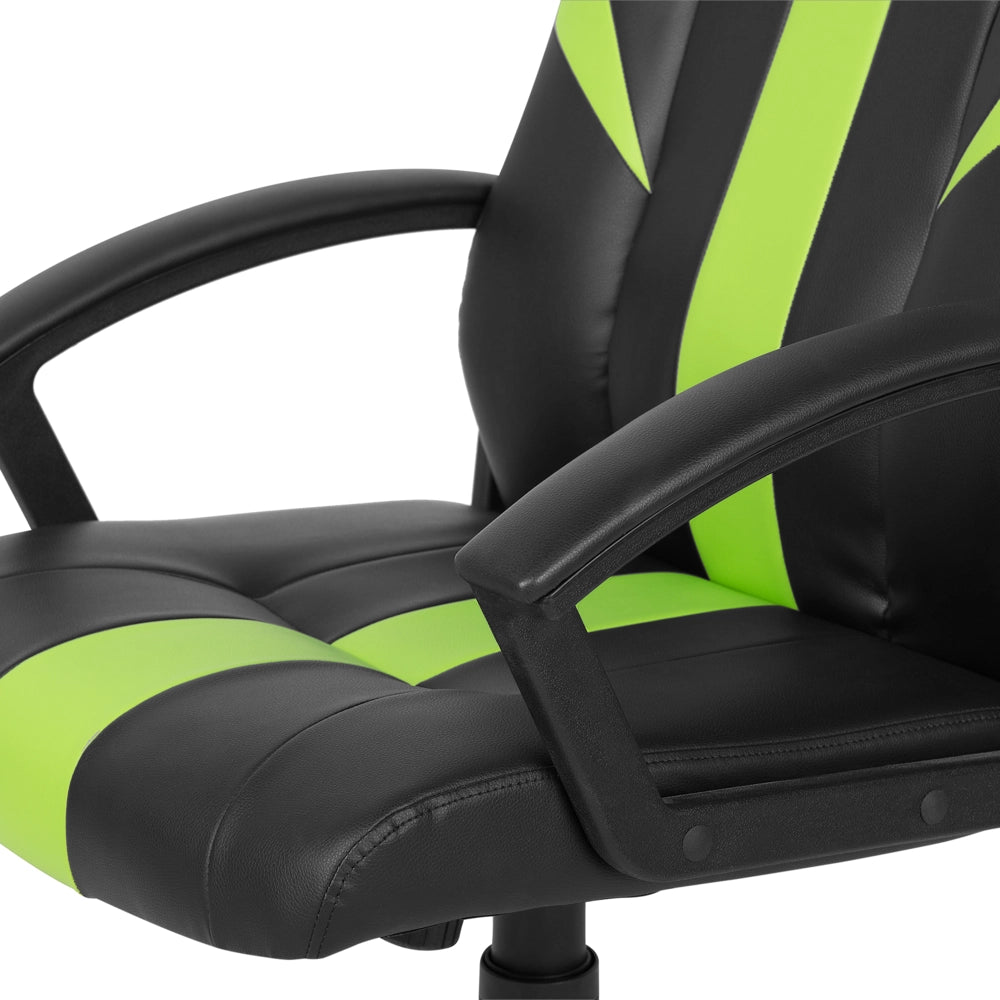 Sedia da ufficio in ecopelle nera e verde con funzione di inclinazione regolabile in altezza