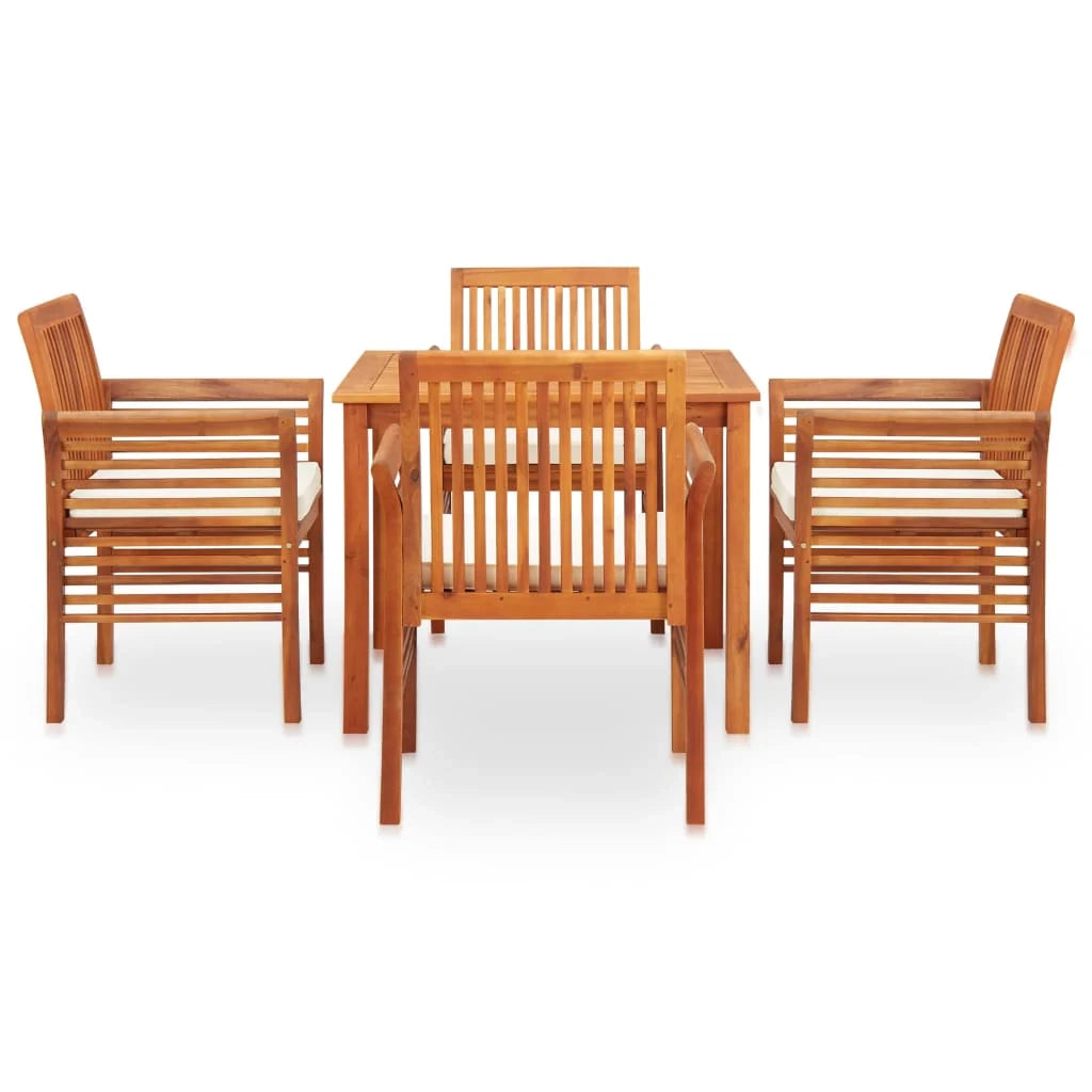 Set da pranzo da esterno 5 pezzi e cuscini legno massello di acacia 02_0014657