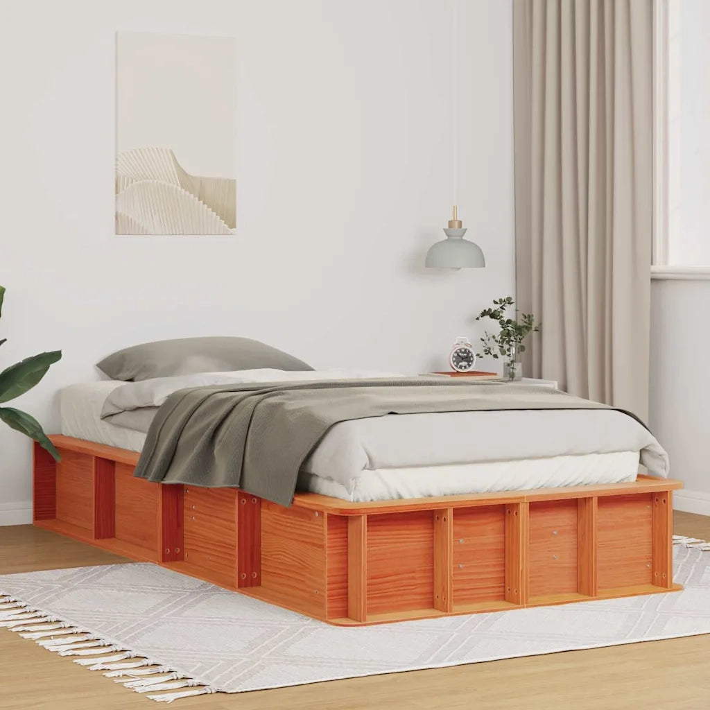vidaXL Struttura del letto Cera marrone 90 x 190 cm Legno massello