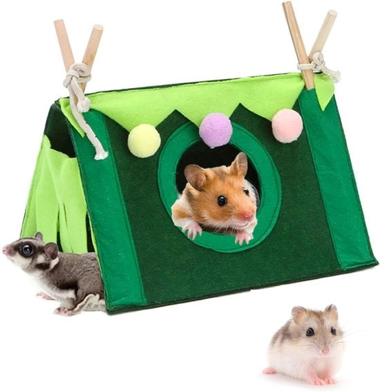 Tenda a forma di triangolo adatta per piccoli animali domestici come hamster e cavia - con bastoncini (verdura)