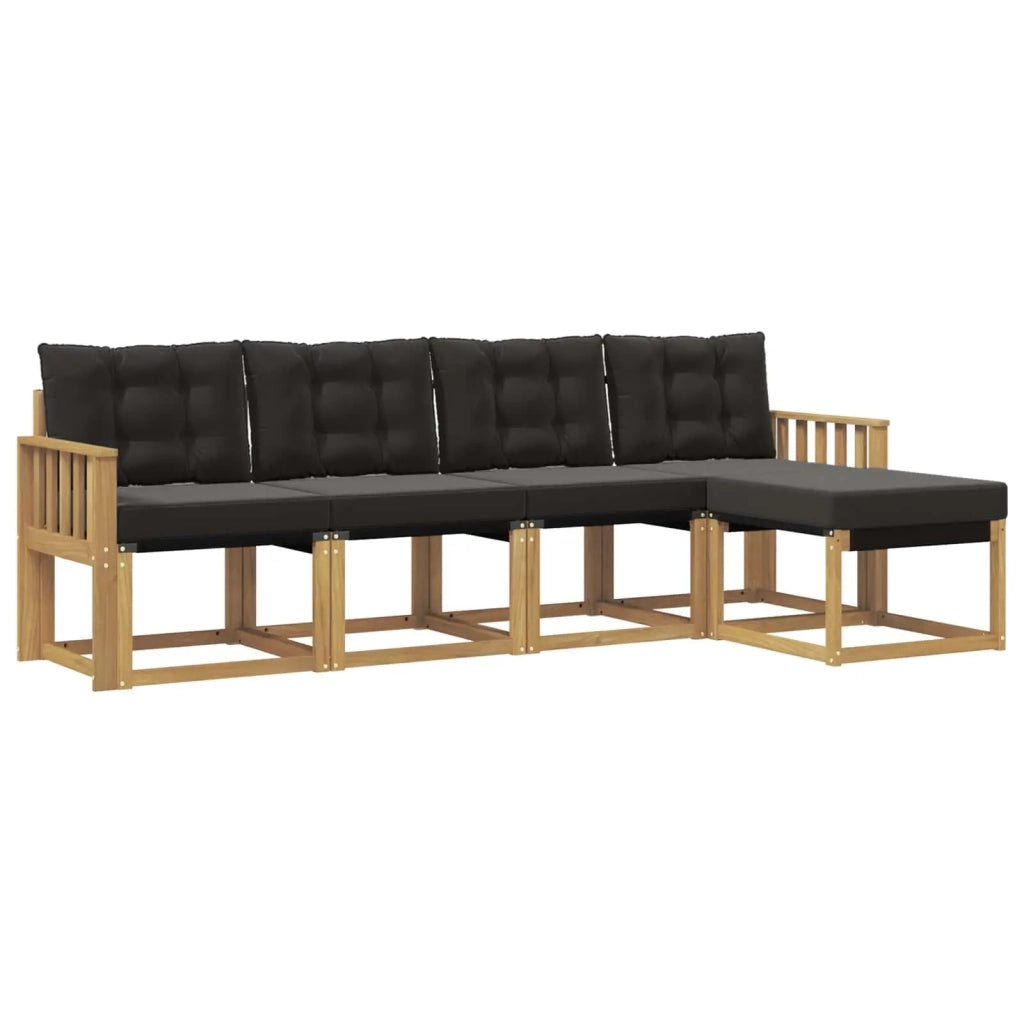 Set di divani da esterno 5 pz Bianco e Nero 3389378