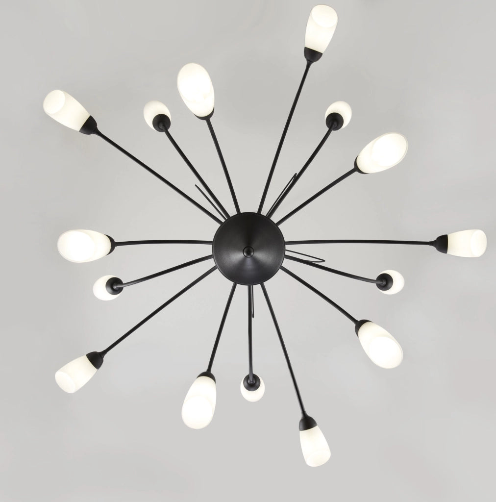 Lampadario GLORIOSA Jupiter nero opaco 15xG9 a catena