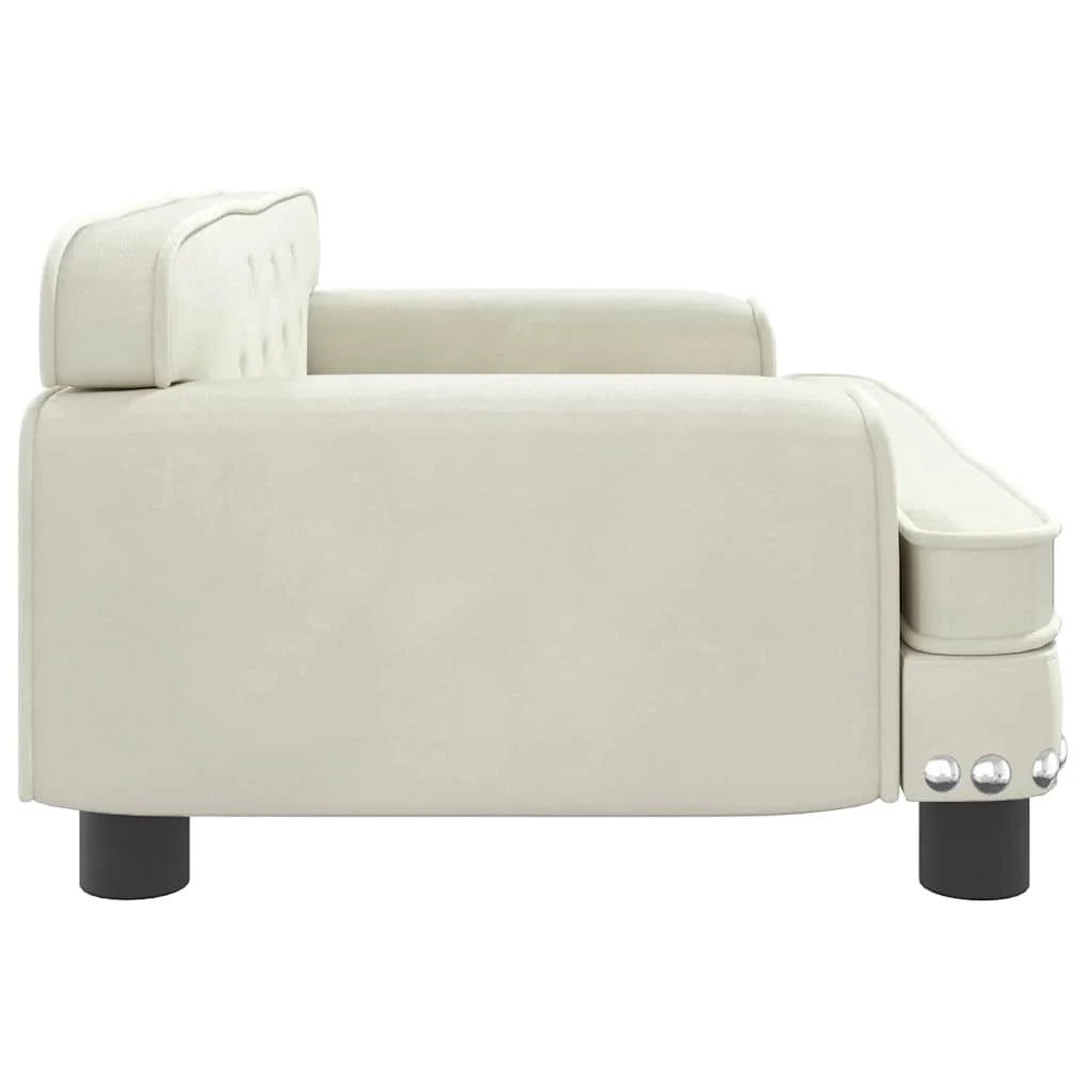 Cuccia per cani a forma di cesto comoda 70 x 45 x 30 cm velluto crema 02_0042859
