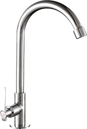 Fonte a getto d'acqua moderno a cromatura - rubinetto singolo - rubinetto d'acqua - maniglione maniglia - cucina (1 pezzo montato)