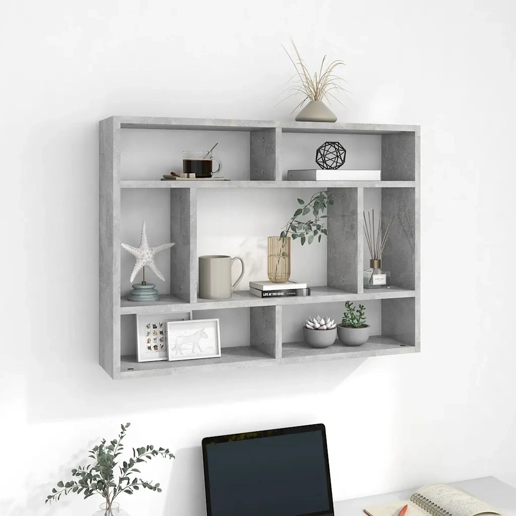 Scaffale a parete | Ripiano a parete | Mensola a parete Grigio Cemento 75x16x55 cm Legno Multistrato