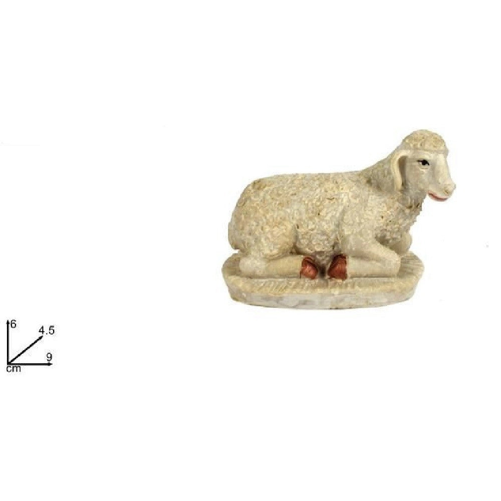 Trade Shop - 2pz Statuina Pecora Seduta 9cm Presepe In Resina Decoro Natale Natalizi Natività -