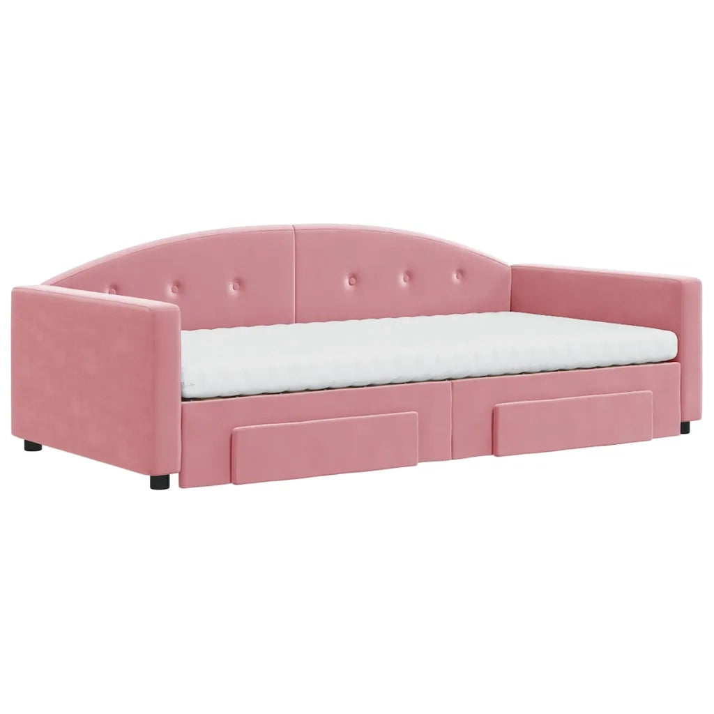 Divano Letto Estraibile con Cassetti Rosa 100x200 cm Velluto 3197383