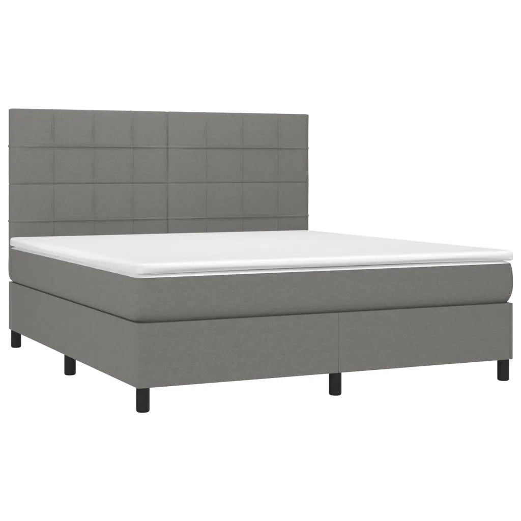 Giroletto a Molle con Materasso Grigio Scuro 180x200 cm Tessuto 3141794
