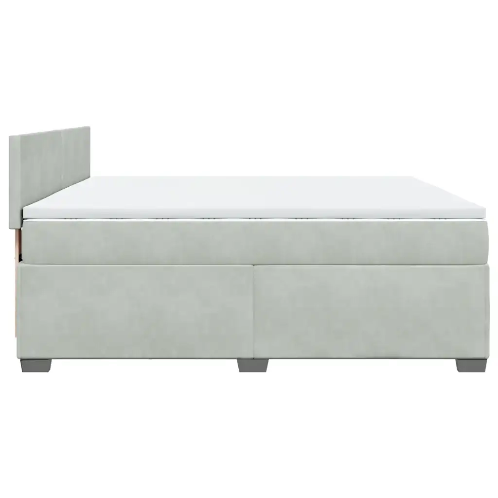 vidaXL Giroletto a Molle con Materasso Grigio Chiaro 200x200cm Velluto
