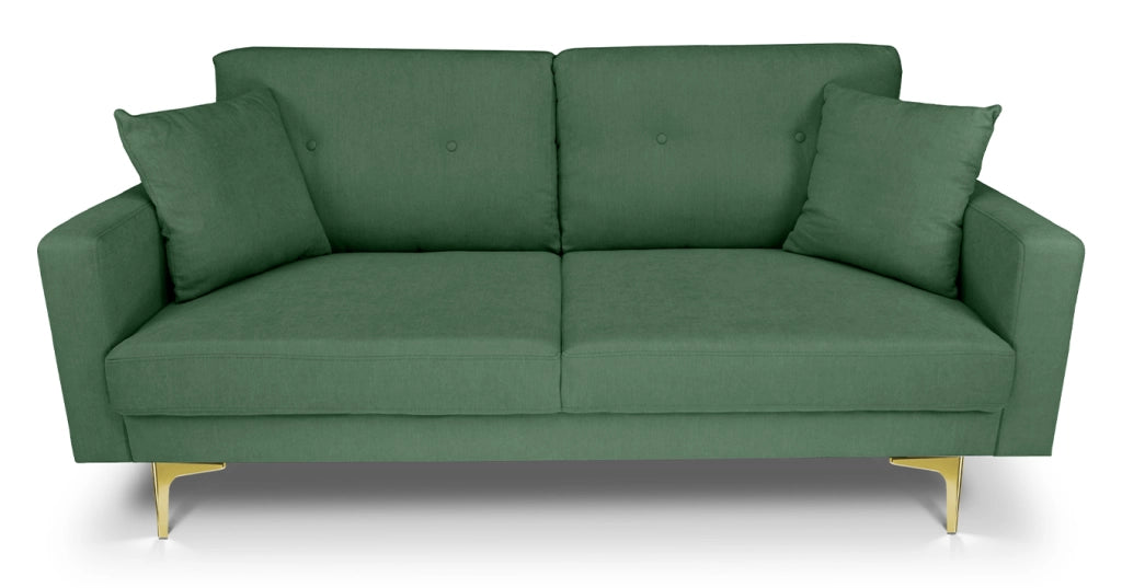 Divano 2 posti in tessuto vellutato verde abete piedi in metallo dorato - Chloe - DI-CH38FBC-PD