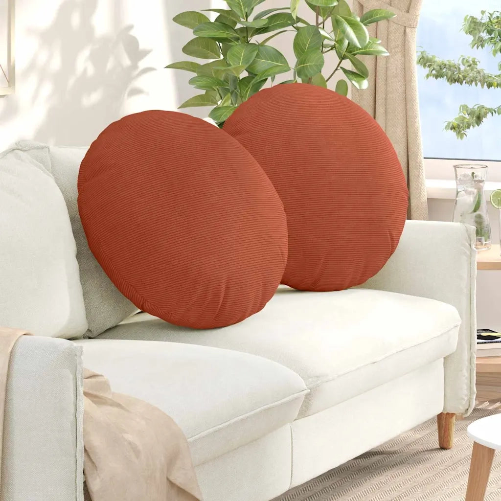 Cuscini per Seduta 2 pcs Rosso Arancio Ø 80 cm Tessuto in Cords