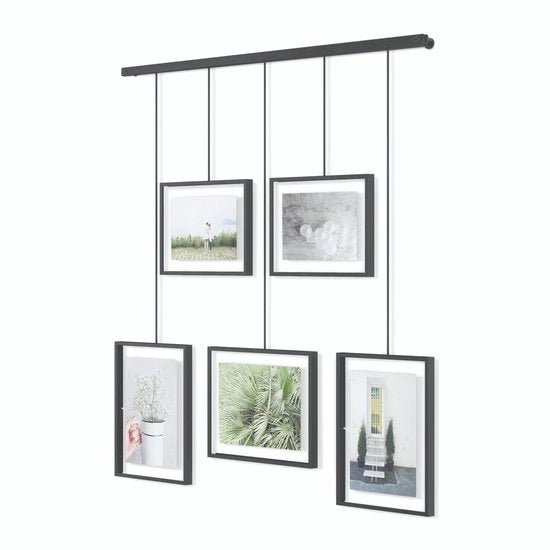 Set di Cornice per Fotocollage Moderna per Decorazione di Parete Creativa, Attacco Flessibile per 5 Cornici in Nero