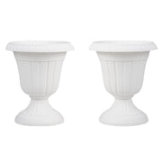 Set di 2 fioriere vintage a forma di urna 41 x 46,5 cm con sistema di drenaggio interno e aspetto retrò in PP bianco 20_0012468