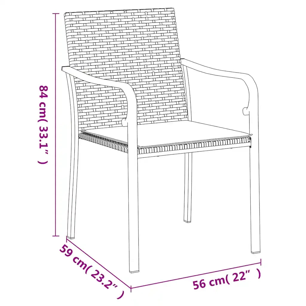 Set Pranzo da Giardino 5pz con Cuscini in Polyrattan e Acciaio 3186947