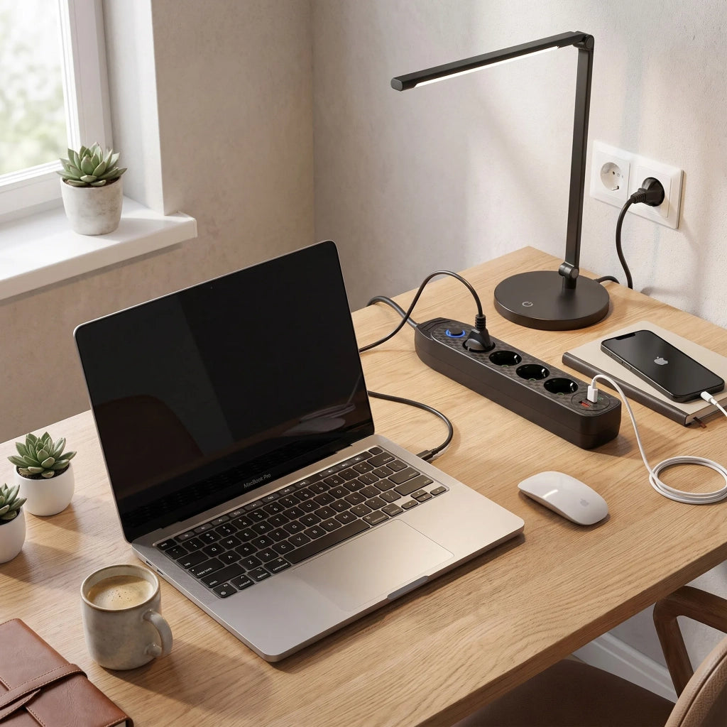 Multipresa Con Prolunga, 4 Prese + 2 Porte Usb-a + Usb-c Jnh025-4b Black