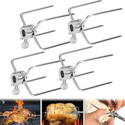 Set di Vanghe per Griglia - Vanghe per Barbecue Rotisserie - Grigliare la Carne - Acciaio Inossidabile - 4 pezzi - Color Argento