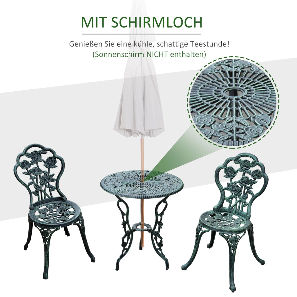 SET BISTRO 3 PEZZI Tavolo e 2 sedie Ø60 cm Verde anticato