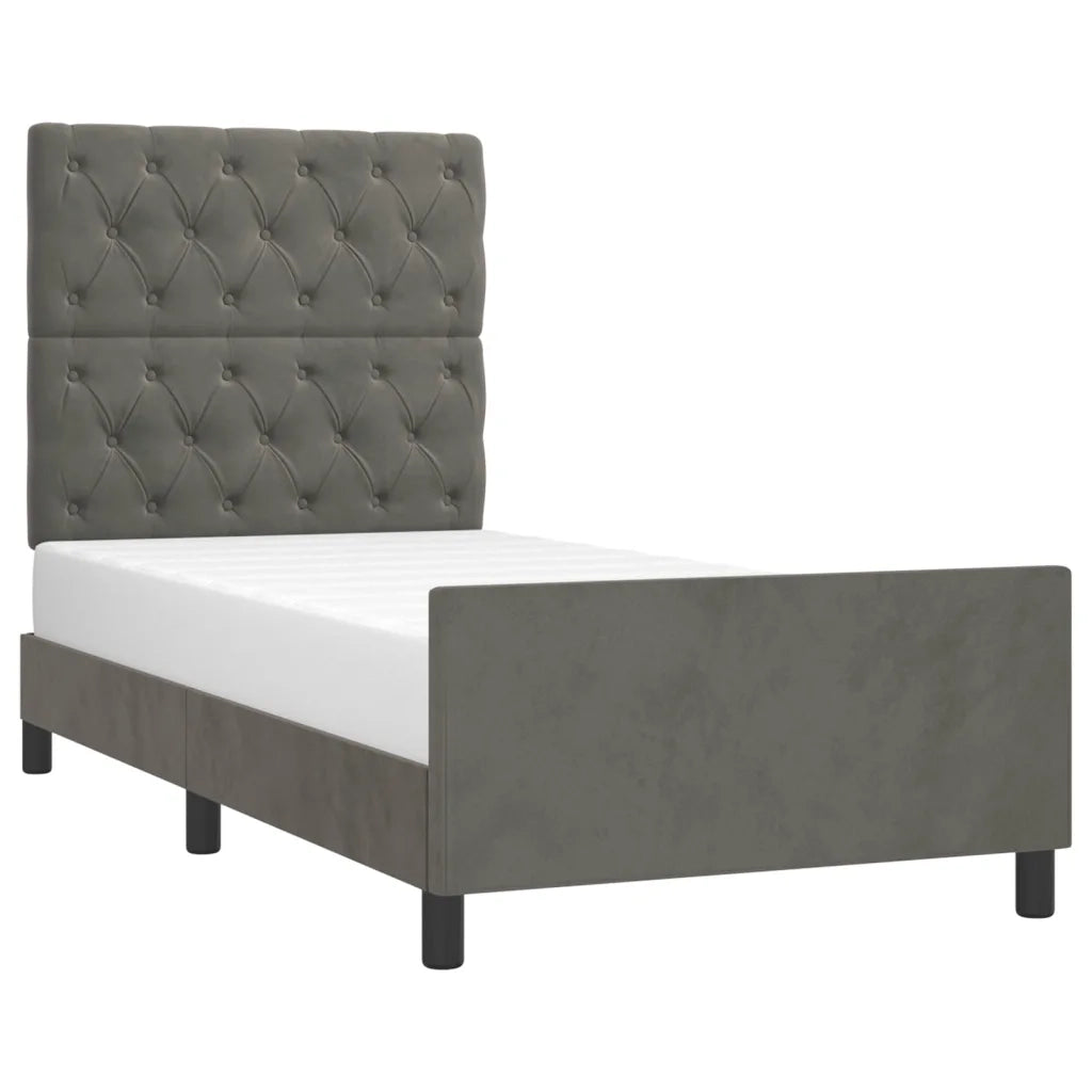 Giroletto con Testiera Grigio Scuro 80x200 cm in Velluto cod mxl 61061