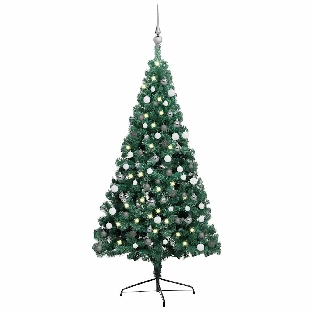 Set Albero Natale Artificiale a MetÃ  LED e Palline Verde 120cm  cod mxl 15697
