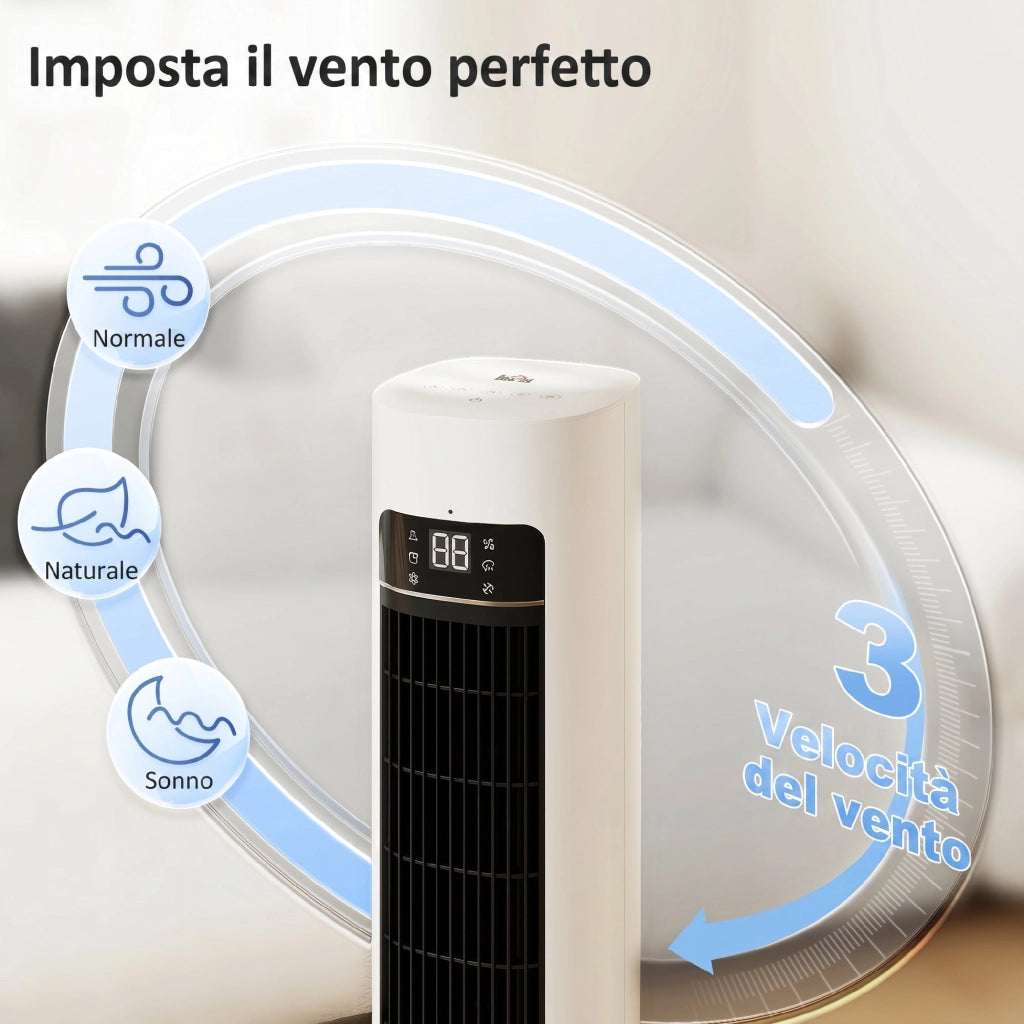 Raffrescatore d'Aria Evaporativo ¨C zephmum ¨C Bianco, Serbatoio 3L, 48¡ã Oscillazione, 3 Velocit¨¤