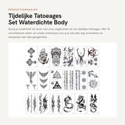Tatuaggi temporanei acqua resistente - 18 fogli - Stickers per tatuaggi - Disegni grafici - Durata fino a 5 giorni