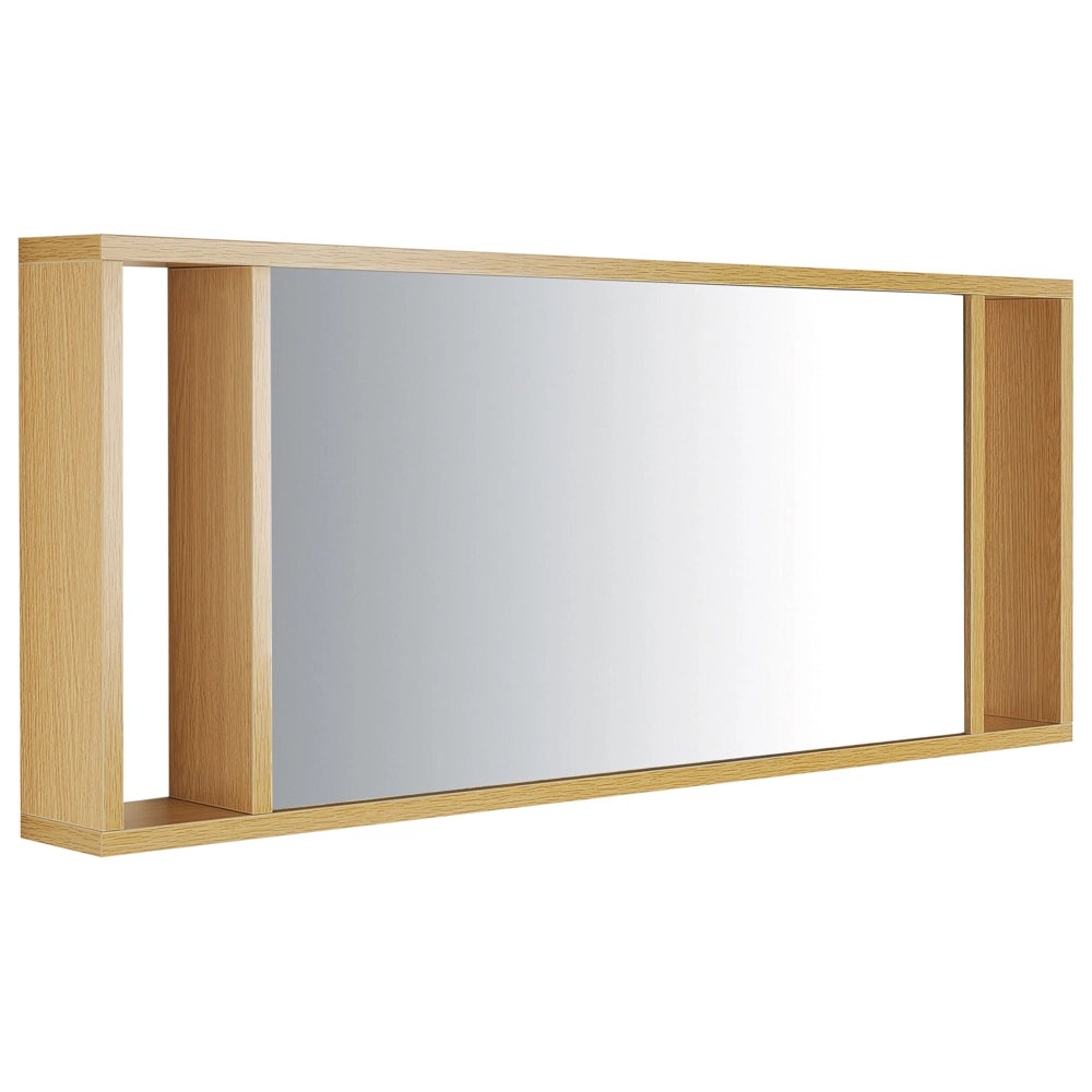 Mobiletto Lavabo colore Beige e Argento a 2 Cassetti con Specchio in stile Moderno contemporaneo