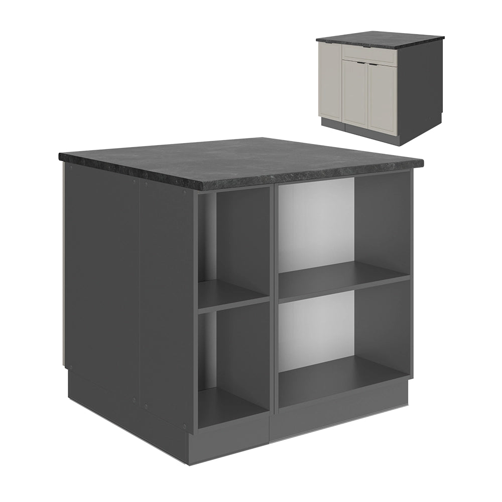 Isola cucina Fame-Line GrigioBeige/Antracite 90 cm con cassetto, senza piano di lavoro Vicco