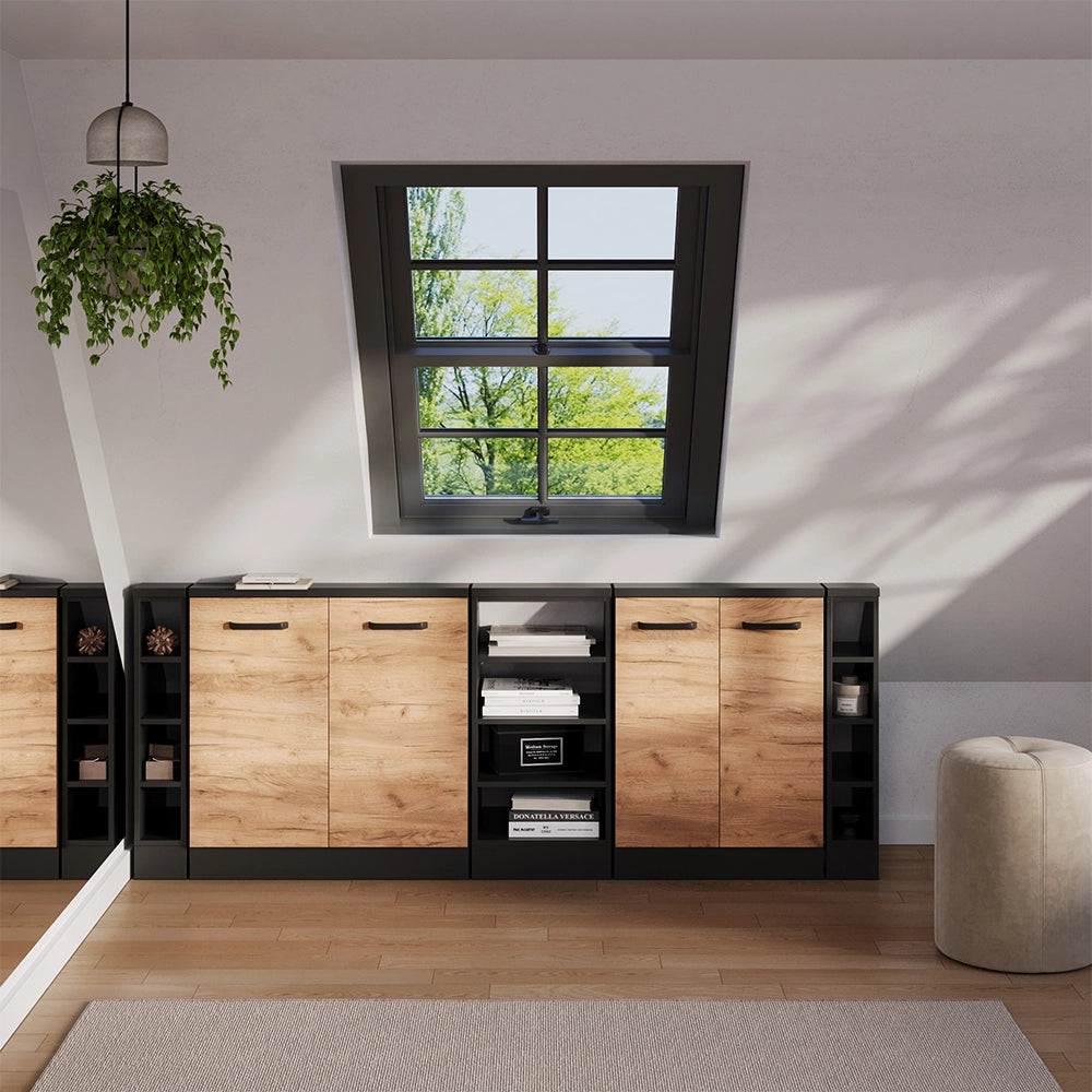Set di mobili sottotetto Rion Rovere dorato/Antracite Set di 5 Vicco