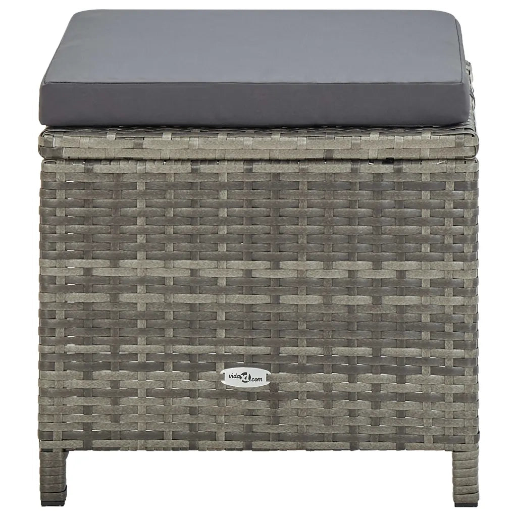 Set da Pranzo da Giardino 11 pz con Cuscini Polyrattan Grigio 46537