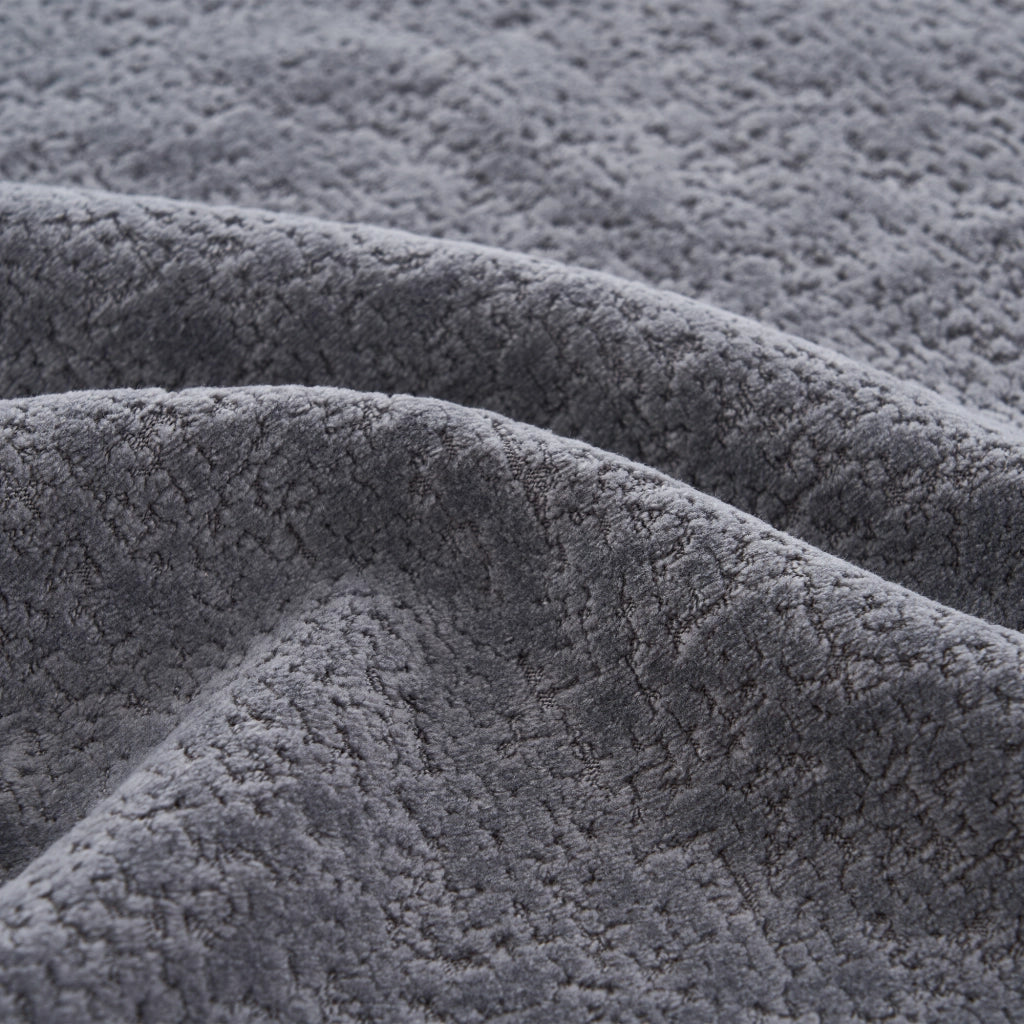 Divano modulare in chenille grigio, struttura in schiuma, componibile, senza montaggio