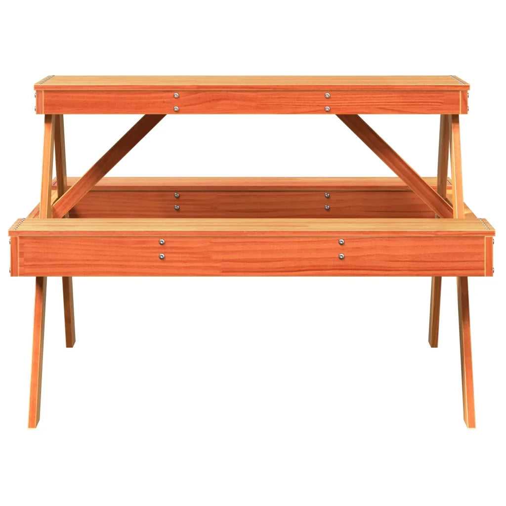Tavolo da Picnic Marrone Cera 105x134x75 cm Legno Massello Pino 844649