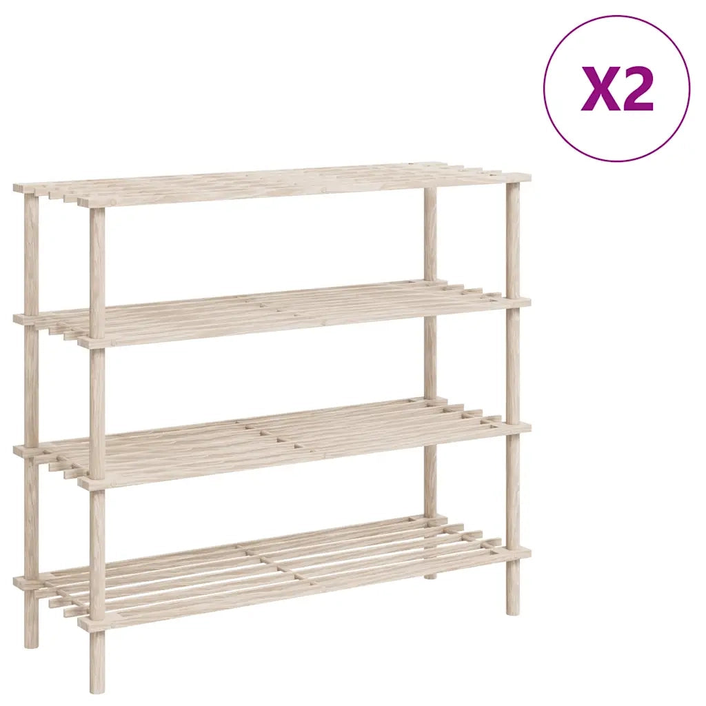 Scarpiere a 4 Livelli 2 pz-Set di 2 Scaffale per scarpe in Legno Massello di Abete