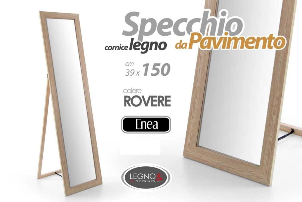 Specchio da Pavimento in Legno con Base Enea Rovere 39 x 150 cm