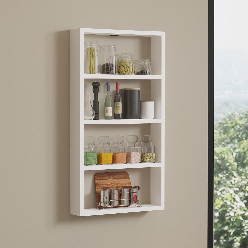 Mensola da parete in legno "Quatro" - 43 x 9 x 80 cm - Bianco