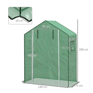 Telo di ricambio per serra in plastica verde con protezione UV, porta e finestre arrotolabili