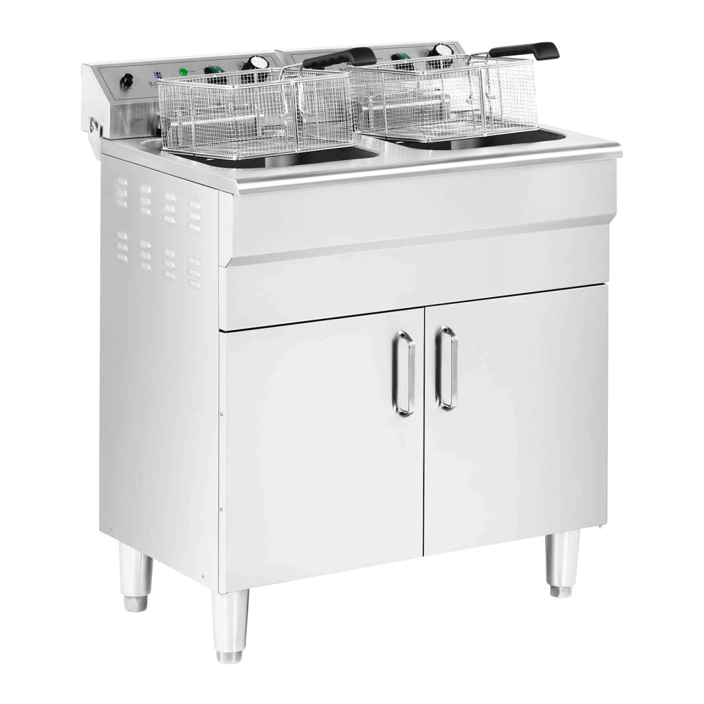 Friggitrice elettrica doppia 26 litri 10.000 watt rubinetto zona fredda mobile professionale in acciaio inox 14_0003983