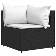 Divano angolare da giardino con cuscini-Sofa da giardino-Divano da esterno in Polyrattan Nero 951017