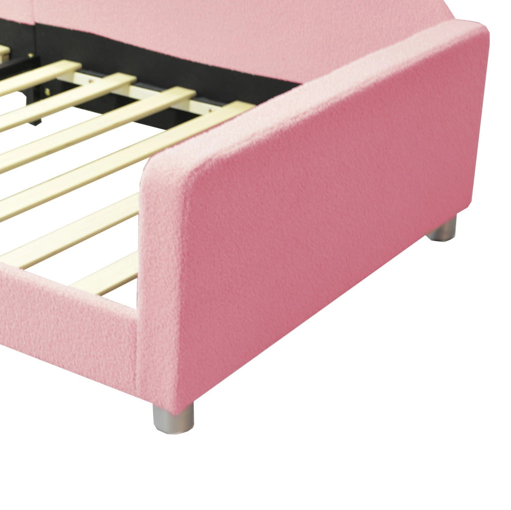 Letto per bambini 90x200 cm utilizzabile come divano letto con doghe, rosa
