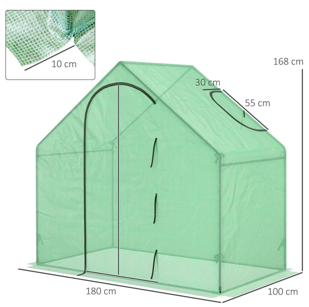Serra walk-in 180x100x168 cm verde con finestra e porta