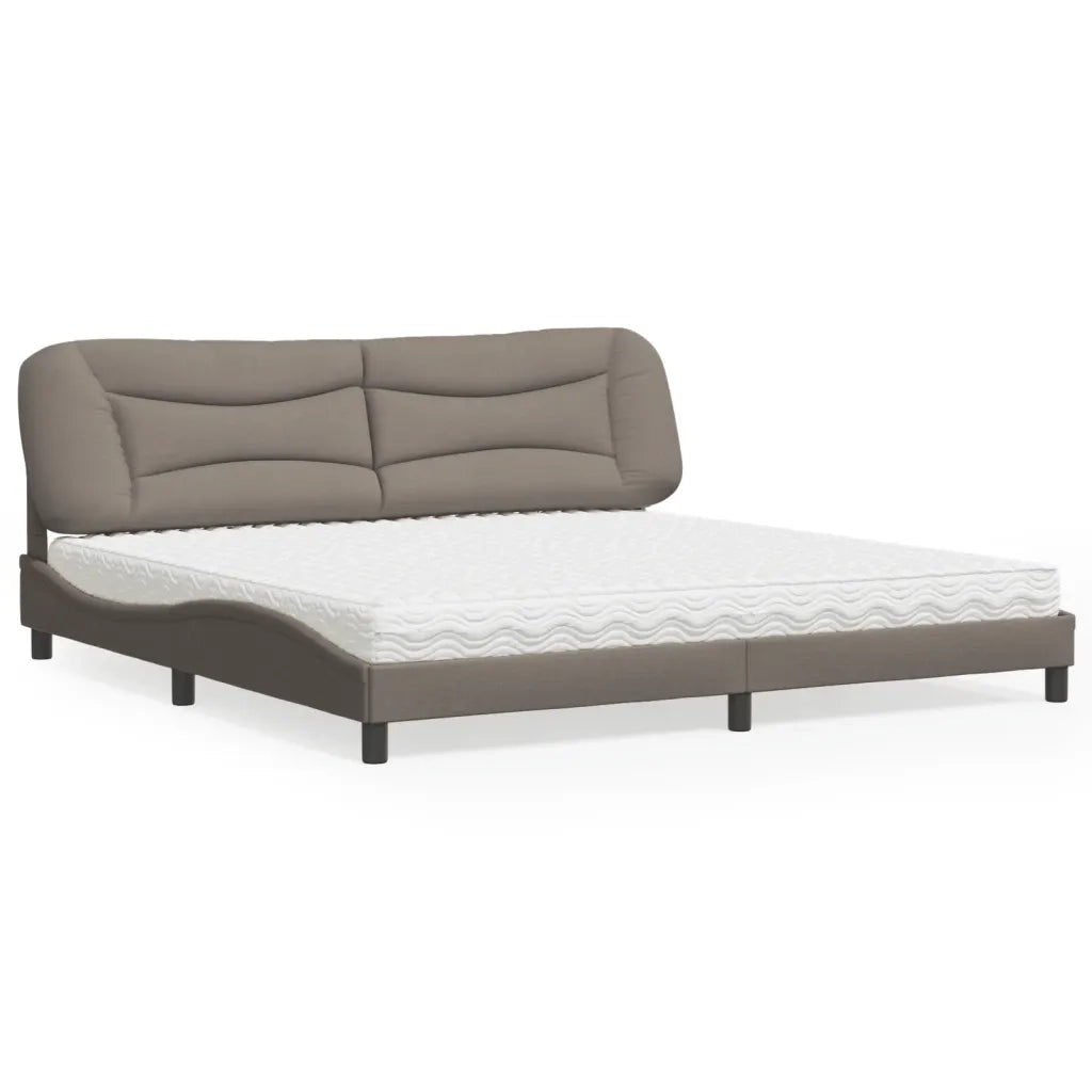 Letto con Materasso Hvar Tortora 200x200 cm in Tessuto
