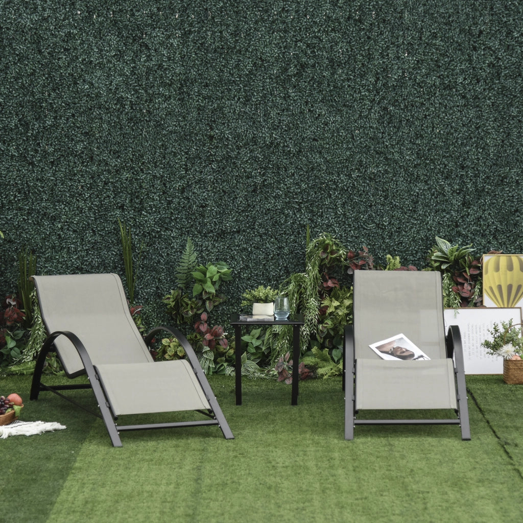 Lettini da giardino ¨C zephmum ¨C 2 pezzi, grigio, metallo, vetro temperato