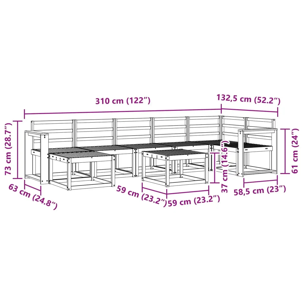 Set di divani da esterno 8 pcs Bianco Legno di Acacia Massello 3387983
