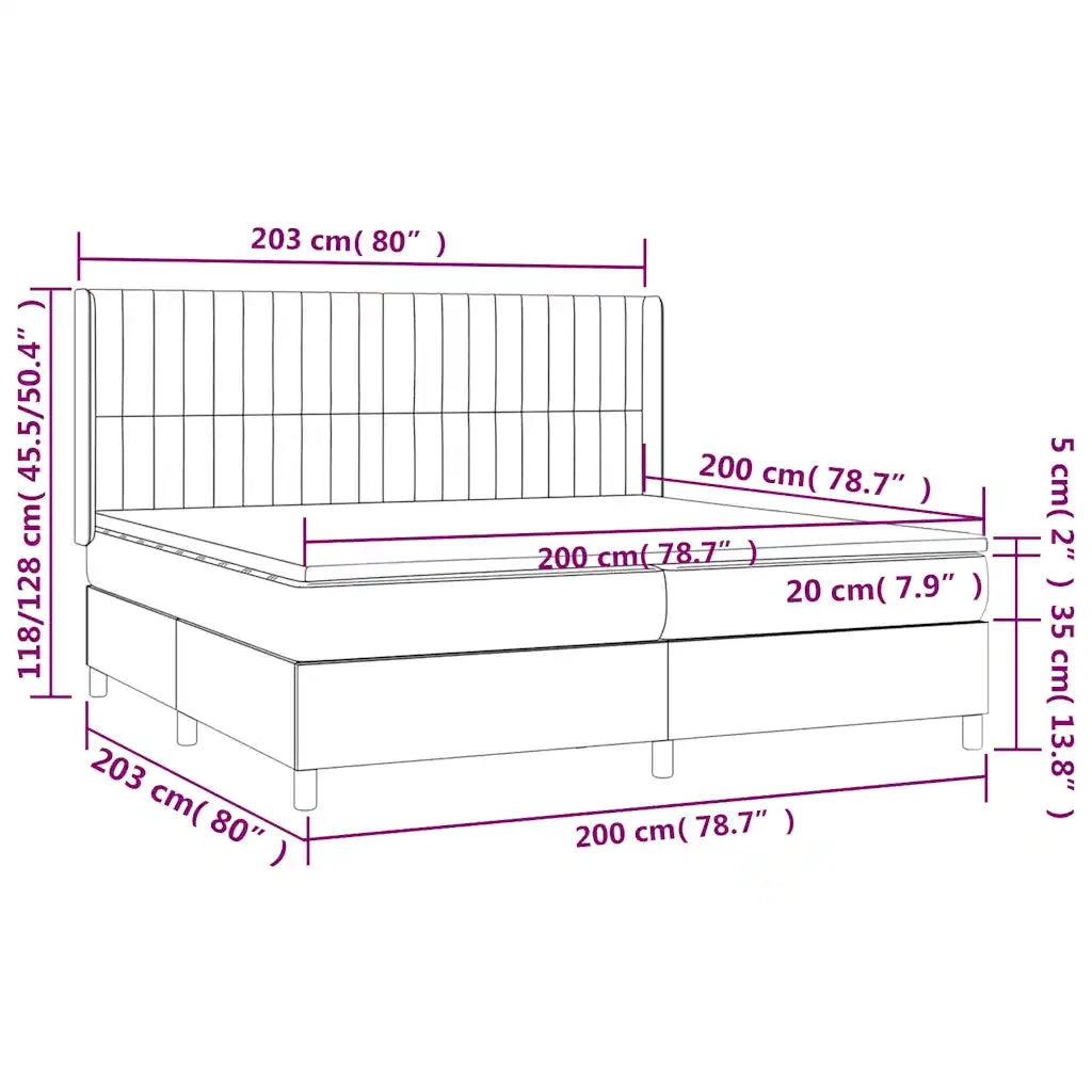 Letto a Molle con Materasso e LED Blu Scuro 200x200 cm 3139707
